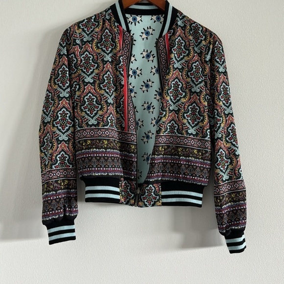 Alice + Olivia Lonnie Bomber Jacket Evil Eye NWOT - Picture 7 of 8